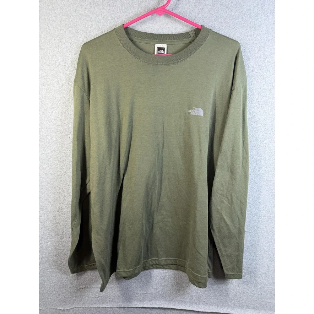 The North Face Shirt Mens XL Green Long Sleeve Crewneck Logo Tee Top Casual
